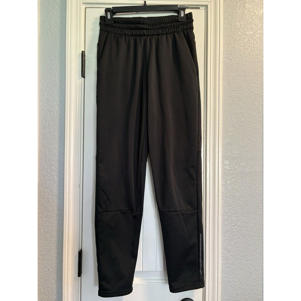 Members Mark Tech Fleece Pants Mens Small Black‎ Zipper Pockets Tapered Active